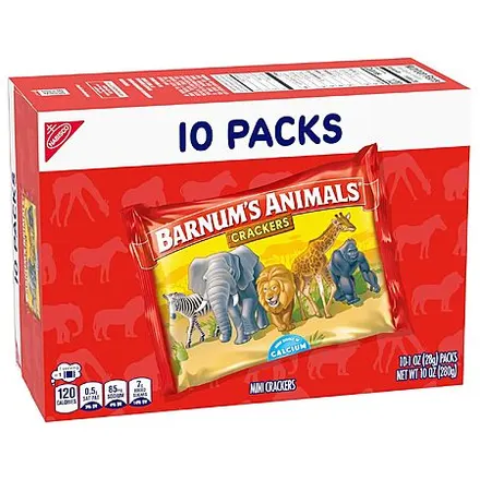 10-Ct 1-Oz BARNUM'S Original Animal Crackers Snack Packs