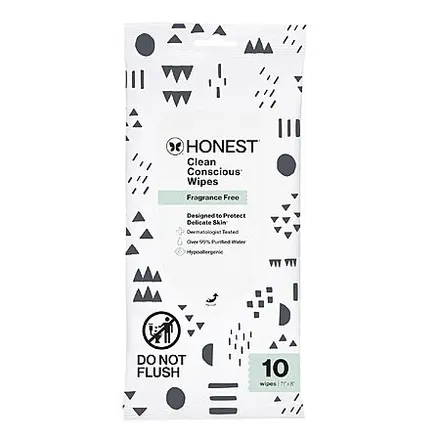 10-Ct The Honest Company Multi-Use Baby Wipes (Pattern Play)
