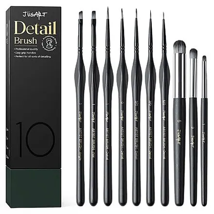 10-Pc JusArt Miniature Detail Paint Brush Set