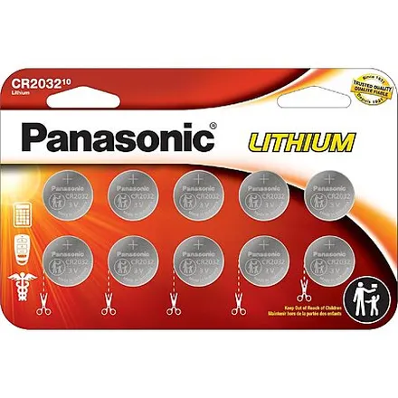 10-Pk Panasonic CR2032 3V Lithium Coin Cell Batteries