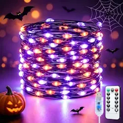 100 LED Orange & Purple Fairy Lights