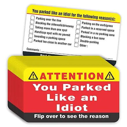 100-Pk PARTH iMPEX 3.5"x2" "You Parked Like an Idiot" Business Cards