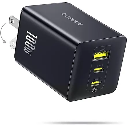 100W Baseus 3-Port USB-C GaN Wall Charger (2x USB-C & USB-A)