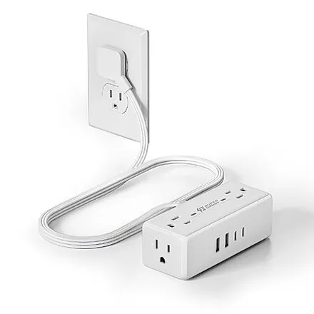 1050J SUPERDANNY 8-in-1 Surge Protector Power Strip w/ 3' Flat Cord