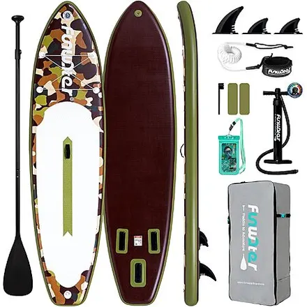 11' x 33" FunWater Inflatable Stand-Up Paddle Board Set (Camo)