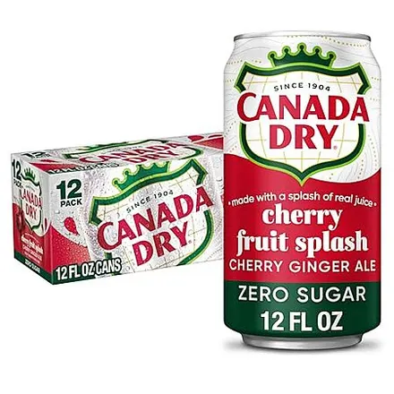 12-pk 12-oz Canada Dry Zero Sugar Cherry Ginger Ale Fruit Splash