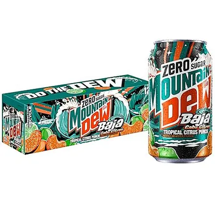 12-Pk 12-Oz Mountain Dew Baja Cabo Citrus Zero Sugar Cans