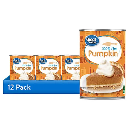 12-pk 15-oz Great Value 100% Pure Pumpkin