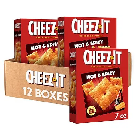 12-Pk 7-Oz Cheez-It Baked Snack Cheese Crackers (Hot & Spicy)