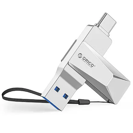 128GB ORICO Dual Port USB-C / USB-A Flash Drive (Silver)