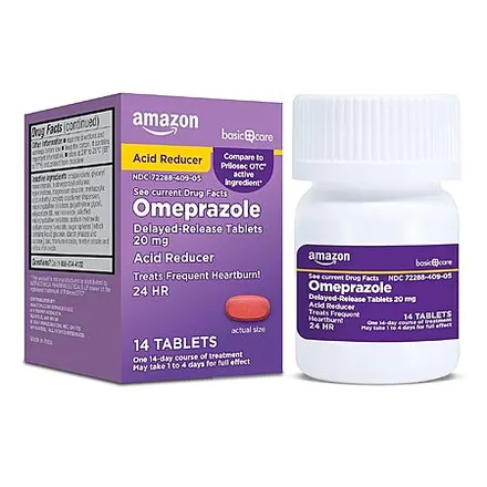 14-Ct Amazon Basic Care Omeprazole 20mg Delayed Release Tablets