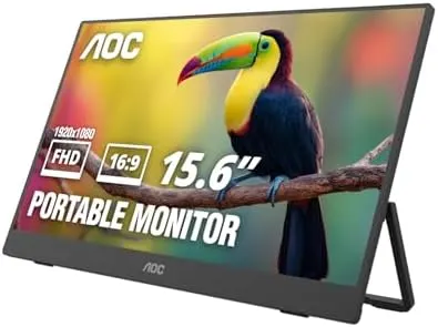 15.6" AOC 1080p 60Hz Portable IPS Monitor w/ USB-C, Mini HDMI & Built-In Speakers