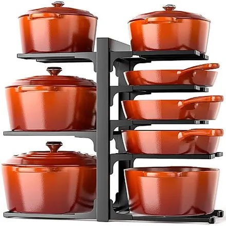 15.9" 8-Tier Mudeela Under-Cabinet Pots & Pans Organizer Rack (Black)
