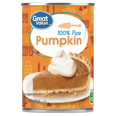 15-Oz Great Value 100% Pure Pumpkin Can: 4-Pk for $4; 1 for