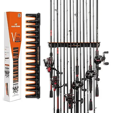 15-Rod KastKing V15 Wall Mount Vertical Fishing Rod Holder Rack