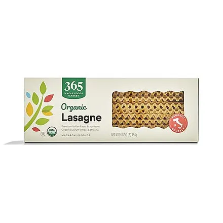 16oz. 365 by Whole Foods Market Organic Lasagne Pasta