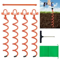 17.5" Spiral Ground Anchors Kit 4-Pack