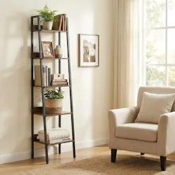 17 Stories Maurus 5-Shelf Metal Freestanding Ladder Bookcase