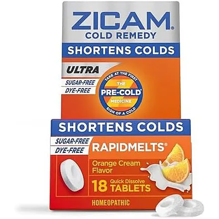 18-Ct Zicam Ultra Cold Remedy Zinc Rapidmelts (Orange Cream)