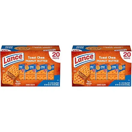 2-ct 20-pk 1.52-oz Lance ToastChee Peanut Butter Sandwich Crackers Snack Packs