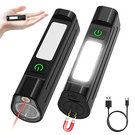 2-Pack Spriak Rechargeable 1500-Lumen Magnetic EDC Pocket Flashlight