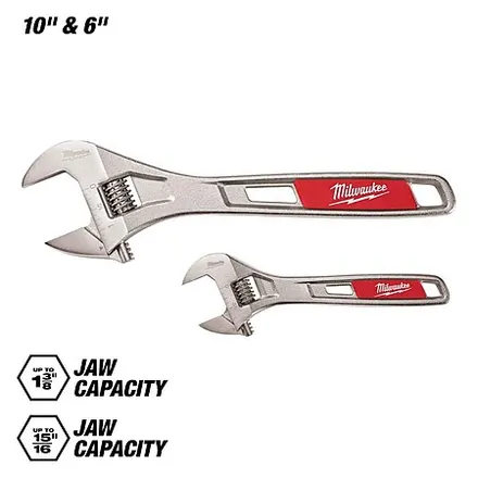 2-Pc Milwaukee 6" & 10" Adjustable Wrench Set