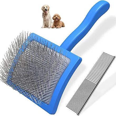 2-Pc Saccison Dog Grooming Slicker Brush & Stainless Steel Comb