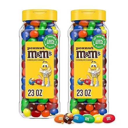 2-Pk 23-Oz M&M's Peanut Candy Jars