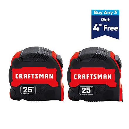 2-Pk 25' Craftsman Compact Easy Grip Tape Measure