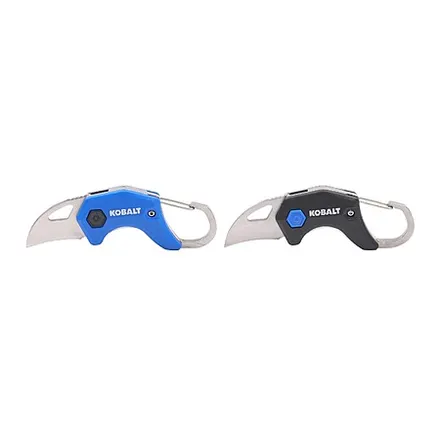 2-Pk 3/4" Kobalt Keychain Folding Carabiner Knife Set