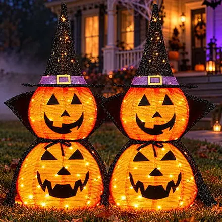 2-pk 3' Ktaxon Halloween Lighted Pumpkins