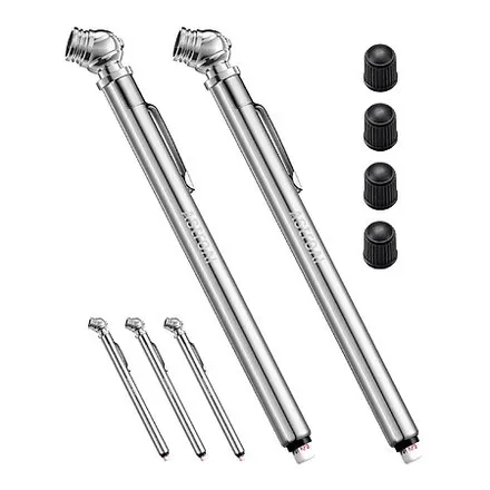 2-Pk AstroAI 75PSI Air Pencil Tire Pressure Gauges (Stainless Steel)