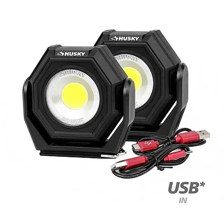2-Pk Husky 850lm Compact Rechargeable Utility Light