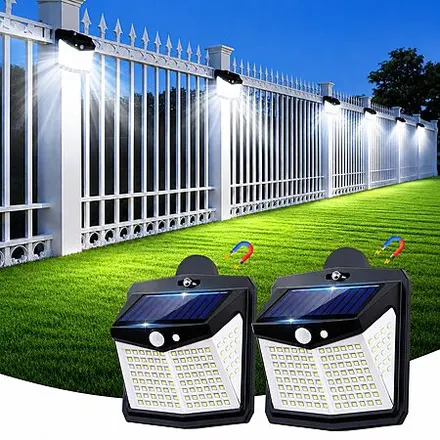 2-pk LIFENGSOLER 128 LED Magnetic Solar Motion Sensor Outdoor Lights