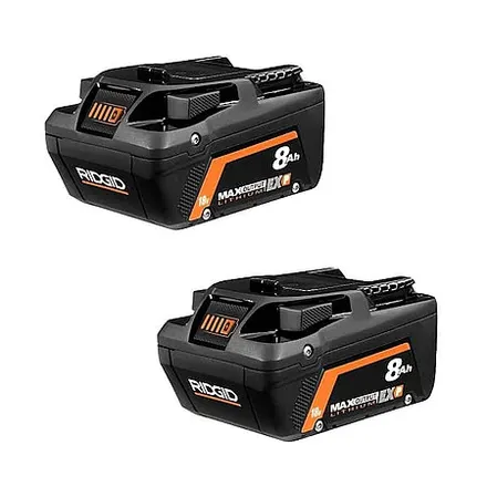 2-Pk Ridgid 18V 8.0Ah EX Max Output Lithium-Ion Tabless Battery