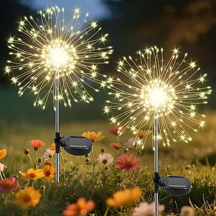 2-Pk Slyuexu 120 LED Solar Outdoor Firework Fairy Lights (Warm White)