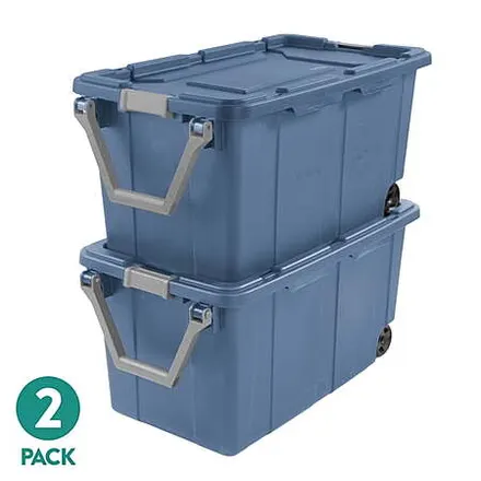 2-Pk. Sterilite 40 Gal XL Wheeled Plastic Storage Bin w/ Latch Lid & Handle