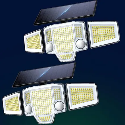 2-Pk TuyLuxe 4000LM Solar Flood Lights w/ Dual Motion Sensor & 300° Wide Beam
