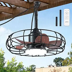 20" addlon IP65 Waterproof Plug-In Outdoor Ceiling Fan w/ Light & Remote