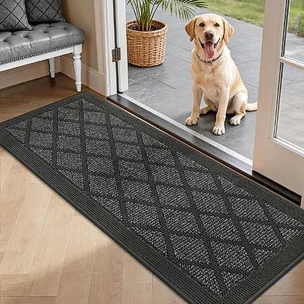 20"x48" COSY HOMEER Non-Slip Low Profile Entryway Door Mat (Dark Grey)