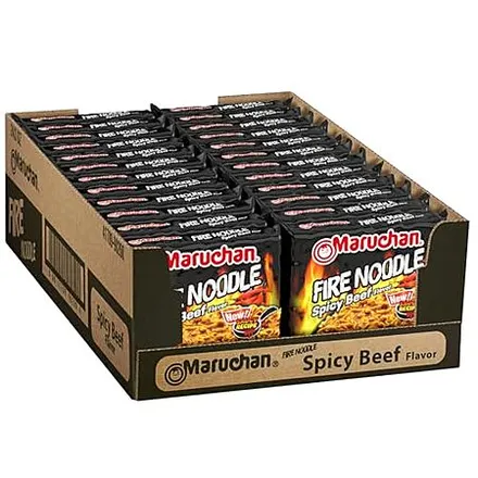 22-Pk 3-oz Maruchan Ramen Fire Noodle Soup (Spicy Beef)