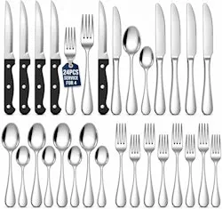 24-Piece Stainless Steel Silverware Set for 4
