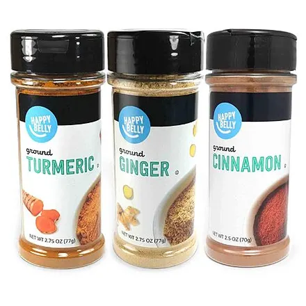 3-Pack 2.5-Oz Happy Belly Wellness Spice Set (Cinnamon, Ginger & Turmeric)