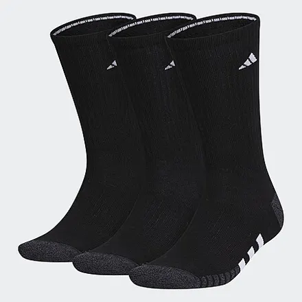3-Pairs Men's adidas Cushioned Crew Length Socks in Black (Large)