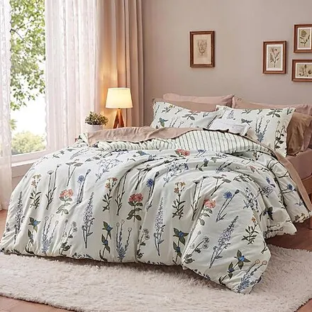 3-Pc Bedsure Comforter Set (Queen, White Floral)