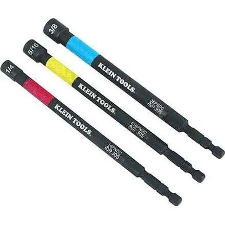 3-pc Klein Tools 65411PK3 Magnetic Color-Coded Power Nut Setter Set