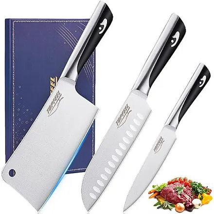 3-Pc TOPFEEL German High Carbon Steel Kitchen Knife Set