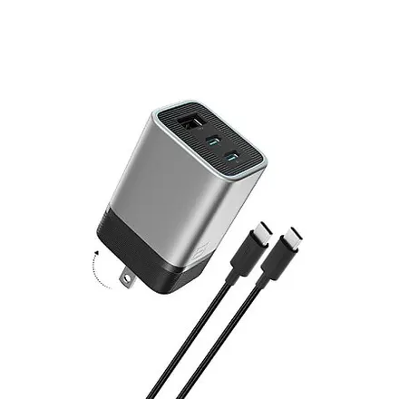 3-Port CUKTECH 65W GaN USB-C Fast Charger w/ PD, PPS & 3.3' USB-C Cable