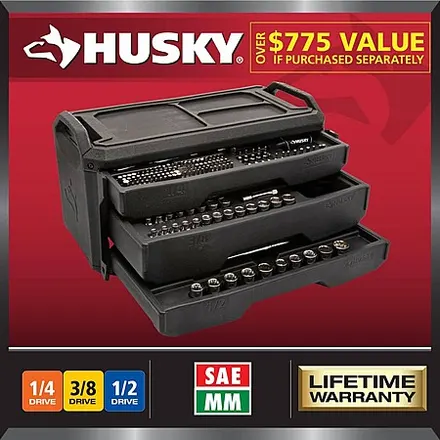 310-Pc Husky SAE/Metric Mechanics Tool Set w/ Storage Box