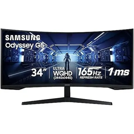 34″ Samsung Odyssey G5 3440x1440 165Hz Curved Ultrawide Monitor